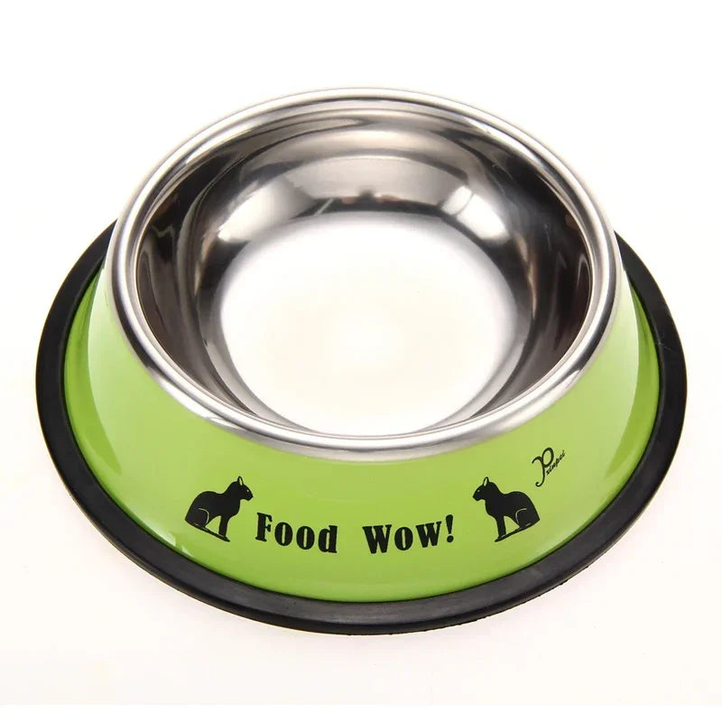 Stainless Steel Cartoon Pet Dog Food Water Bowl Dog Cat Anti-skid Feeding Watering Bowl 11cm Diameter Pet Feeder