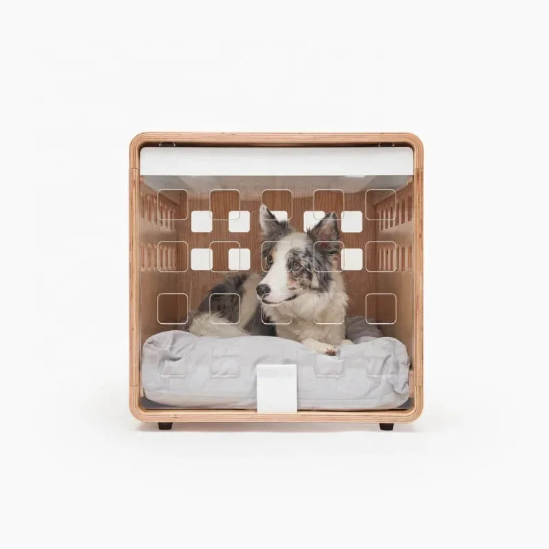 modern customized stylish clear acrylic heavy duty fold up inside house kennel dog wood crate for small animals