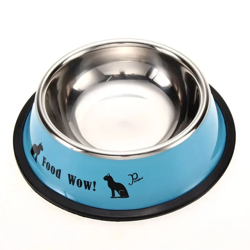 Stainless Steel Cartoon Pet Dog Food Water Bowl Dog Cat Anti-skid Feeding Watering Bowl 11cm Diameter Pet Feeder