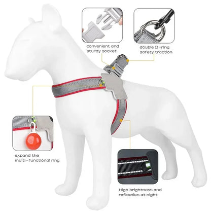 S Bulldog Reflective Harness Saddle Chest Style French Harnesses Collar Breathable Pet Strap Dog Puppy Small Medium For