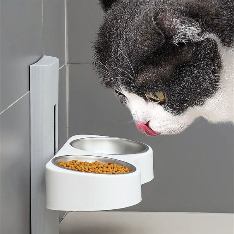 Detachable Cats Watering Eatting Bowl Double Bowl Pet Plastic Bowl Wall Mounted Bowl for Dog Watering Feeding Bowl Dropshipping