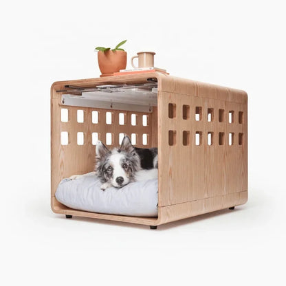 modern customized stylish clear acrylic heavy duty fold up inside house kennel dog wood crate for small animals