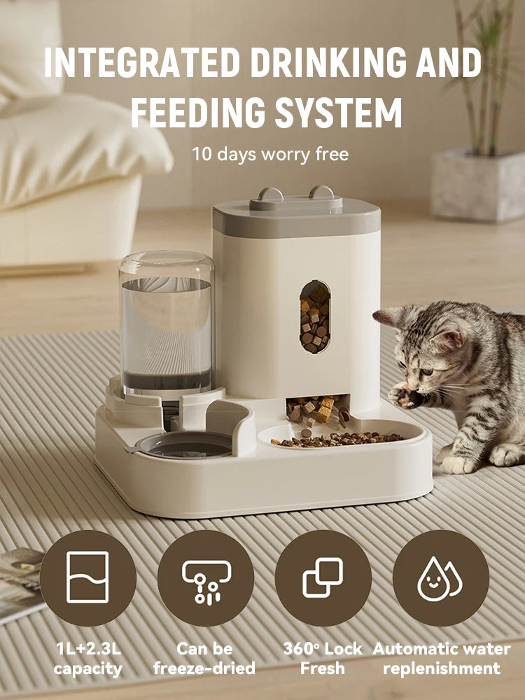 Automatic Cat Feeding and Water Dispenser Automatic Feeder Water Troughs for Cats Feeding&Watering Supplies Pet Accessories