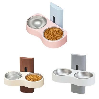 Cats Feeding Watering Bowl Double Bowl Dogs Bowl with Wall Mounted Cats Bowl for Water Height Adjustable