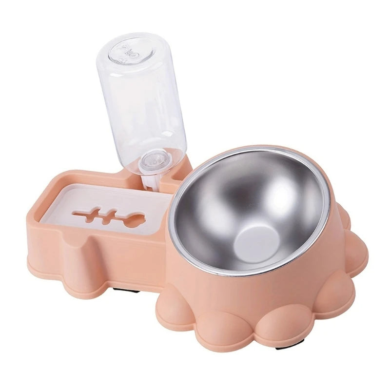 SZWA Dog Feeding Double Bowl Elevated Cats Bowl Bowl for Cats Dog with Automatic Water Bottle Pet Dry Watering Supply