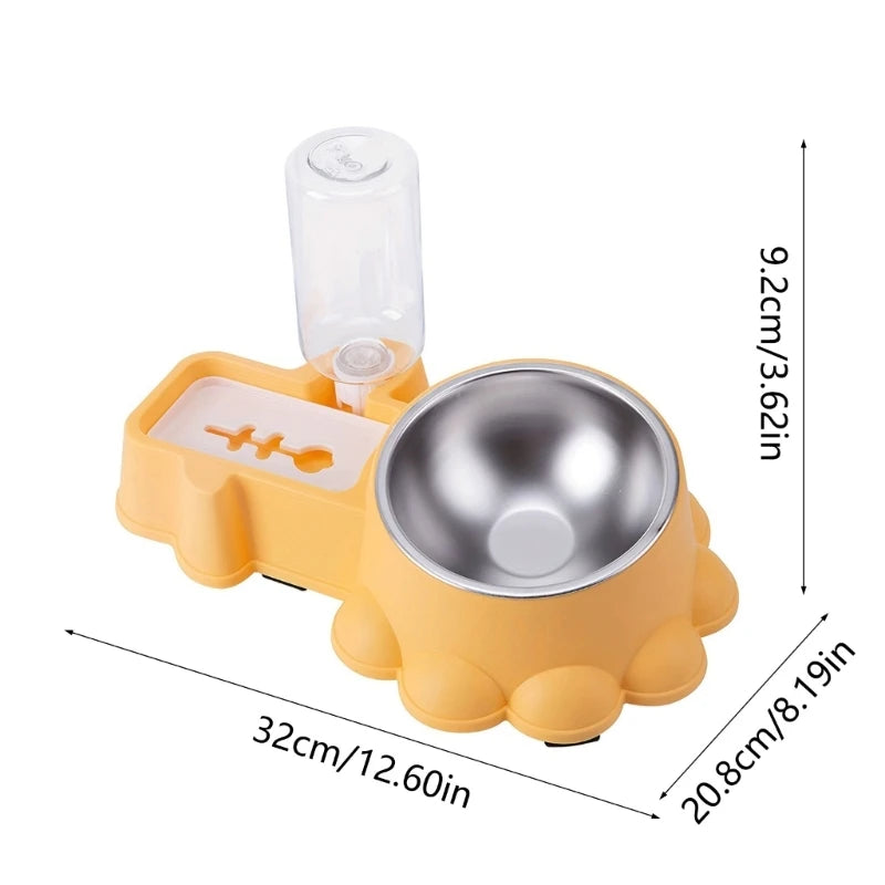 SZWA Dog Feeding Double Bowl Elevated Cats Bowl Bowl for Cats Dog with Automatic Water Bottle Pet Dry Watering Supply