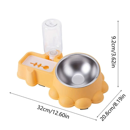 SZWA Dog Feeding Double Bowl Elevated Cats Bowl Bowl for Cats Dog with Automatic Water Bottle Pet Dry Watering Supply