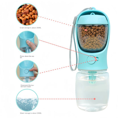 Dog Cat  Portable Feeding and Watering Supplies Portable Food Grade Material Dog Travel Pet Water Cup Bottle With Food Dispenser