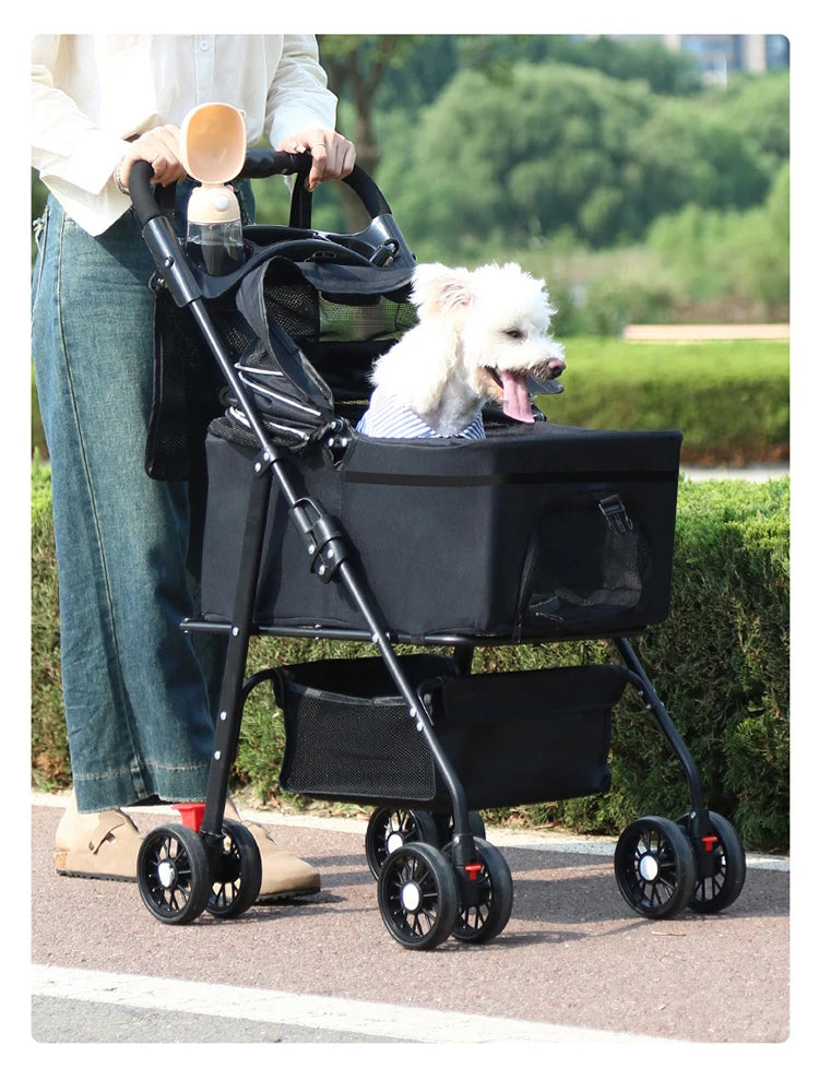 Pet Travel Trolley Detachable Cat Dog Cage Carrier Pet Strollers Lightweight Foldable Portable Carrier Stroller