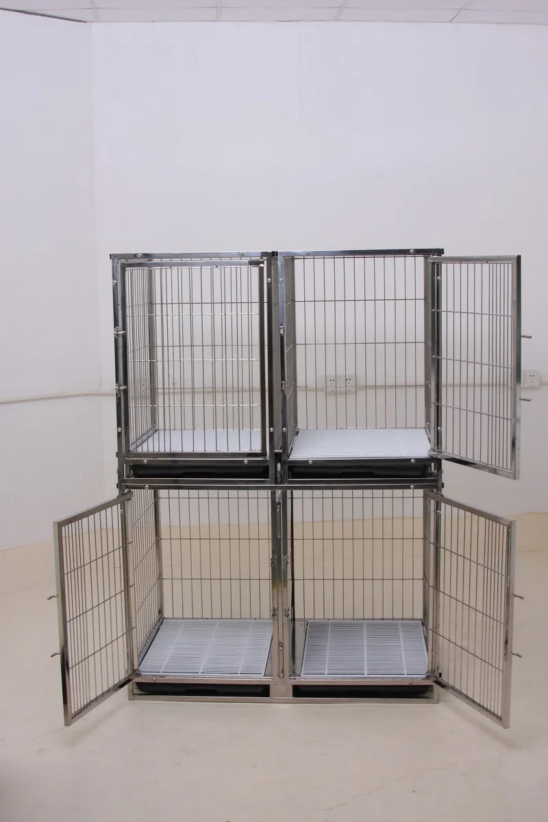 HFMED stainless end storage table pet big dog rabbit cage wood crate chic dog house kennel supplies with tray