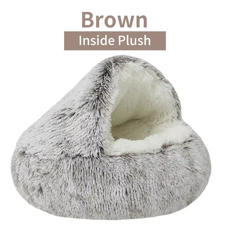 Winter Plush Pet Cat Bed round Cat Cushion Cat House 2 in 1 Warm Cats Basket Pet Sleep Bag Kitten Nest Kennel for Small Dog Cats