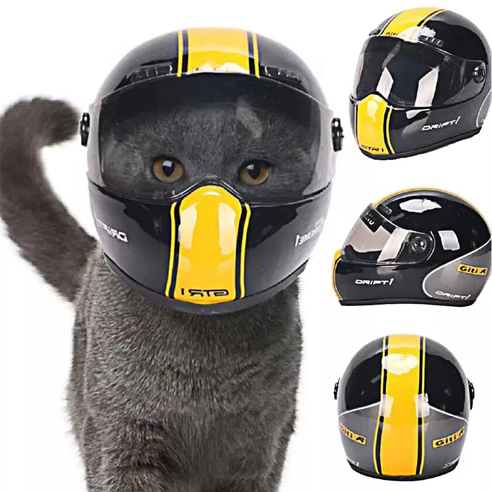 Handsome Pet Helmet,Cute Cat Dog Cap Outdoor Anti-Collision Mini Motorcycle Helmet Cat Dog Styling Photo Props Pet Hat